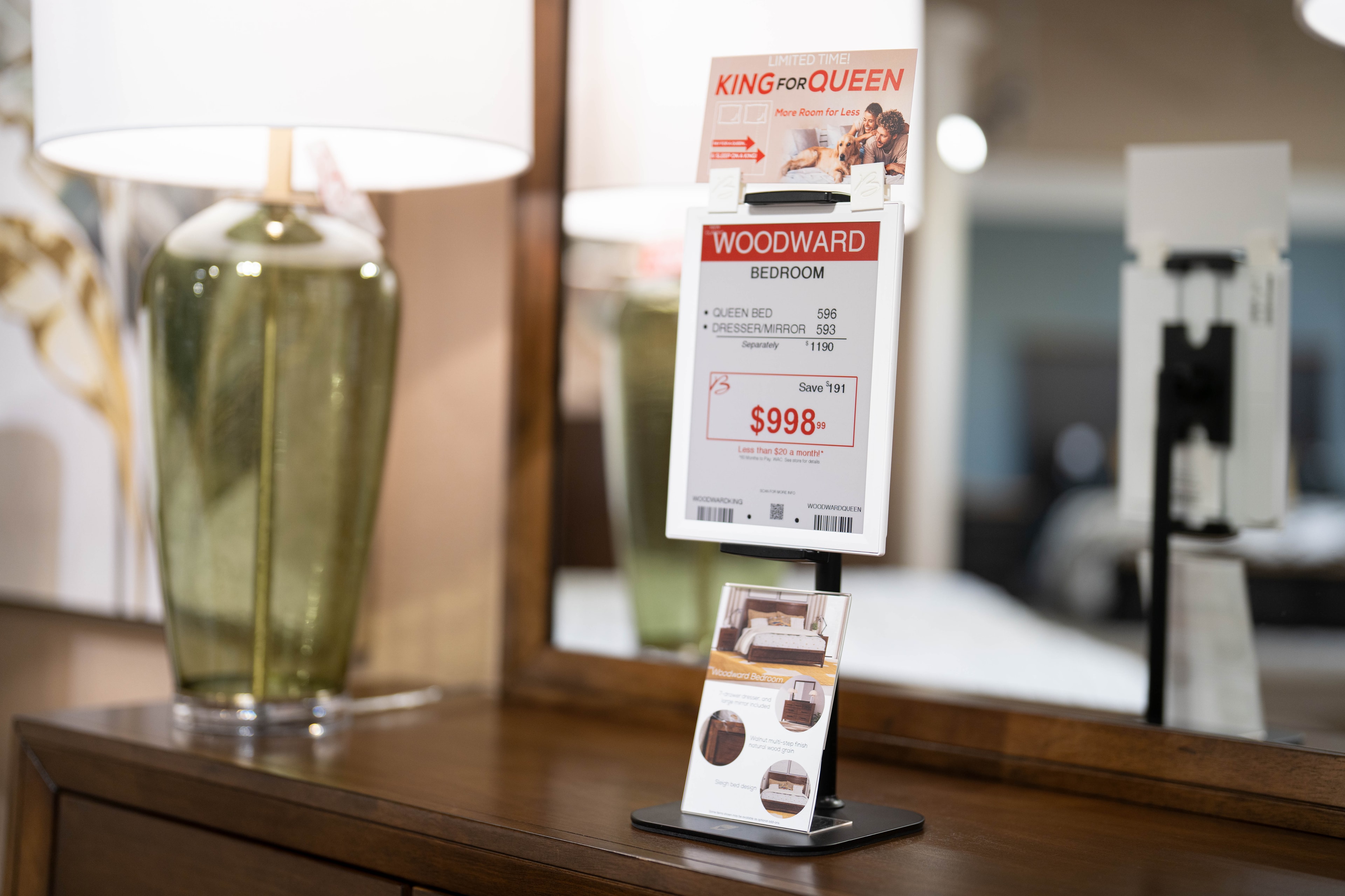 Bob Mills Furniture – ESL Woodward bedroom price display