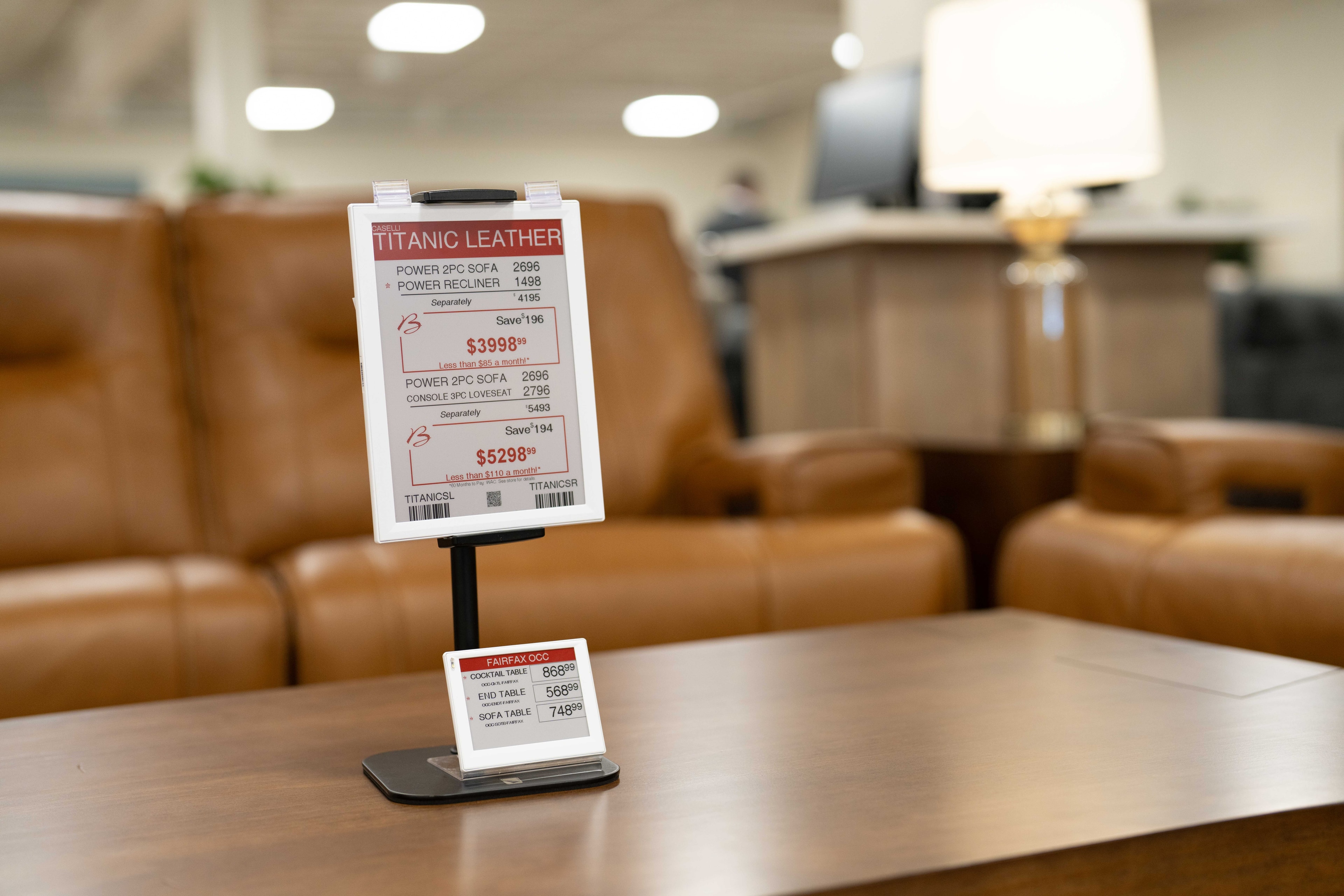 Bob Mills Furniture – electronic shelf label on display