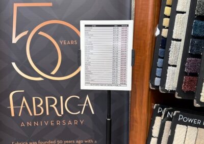 ESL at DeSitter Flooring – Fabrica 50th Anniversary display