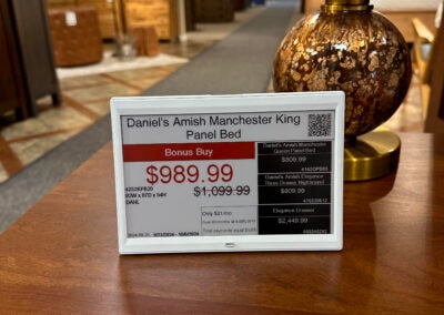 ESL at furniture showroom – Daniel's Amish bed pricing
