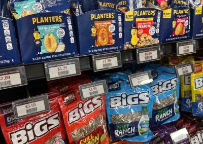 JumpStart – Planters peanuts and BIGS seeds shelf display