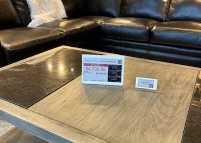 Steinhafels – ESL price tag on coffee table display