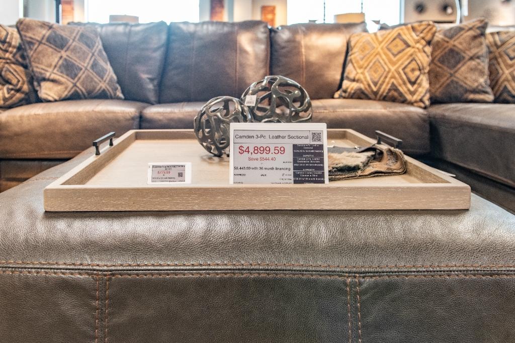 Steinhafels – furniture showroom display with ESL price tag