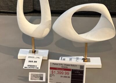 Steinhafels – ESL price tag on dining table display